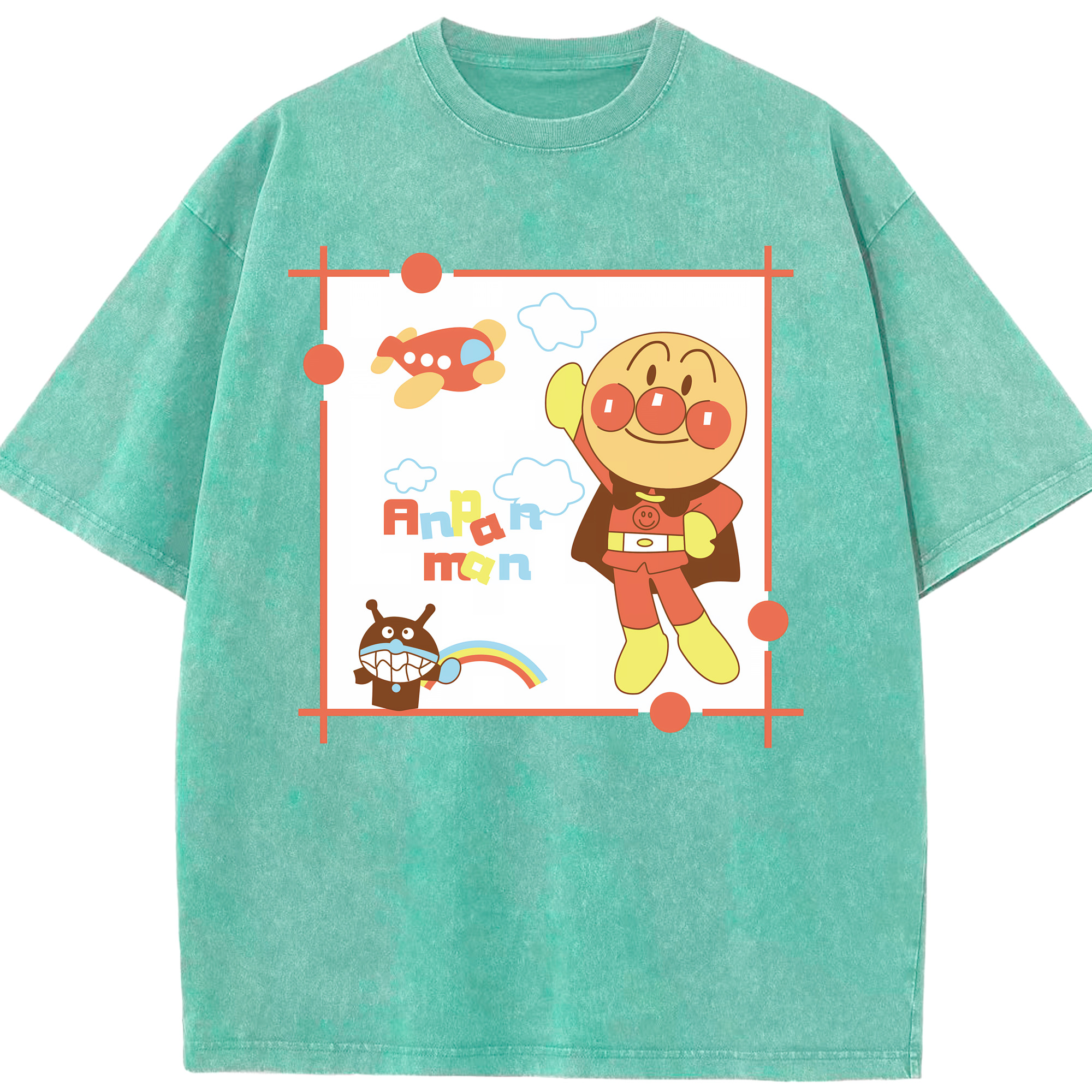 （画像用） アンパンマン Anpanman 綿100% ヴィンテージ風 半袖Tシャツ（フロントプリント）